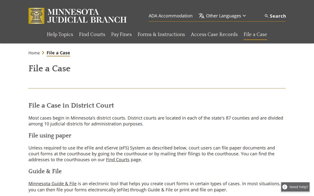 Kandiyohi case search Minnesota eFile and eServe information