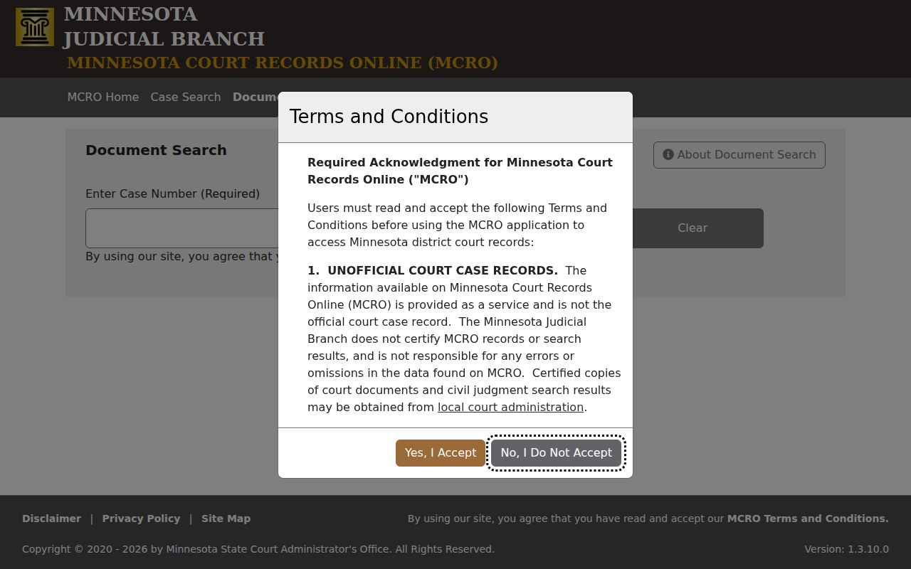 Kandiyohi civil docket MCRO document search