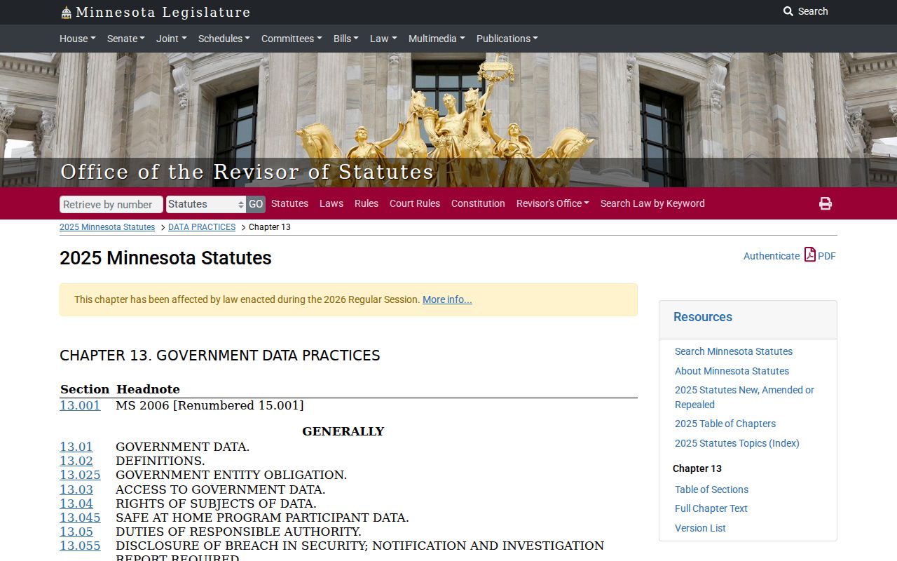 Kandiyohi civil docket Minnesota public data practices context