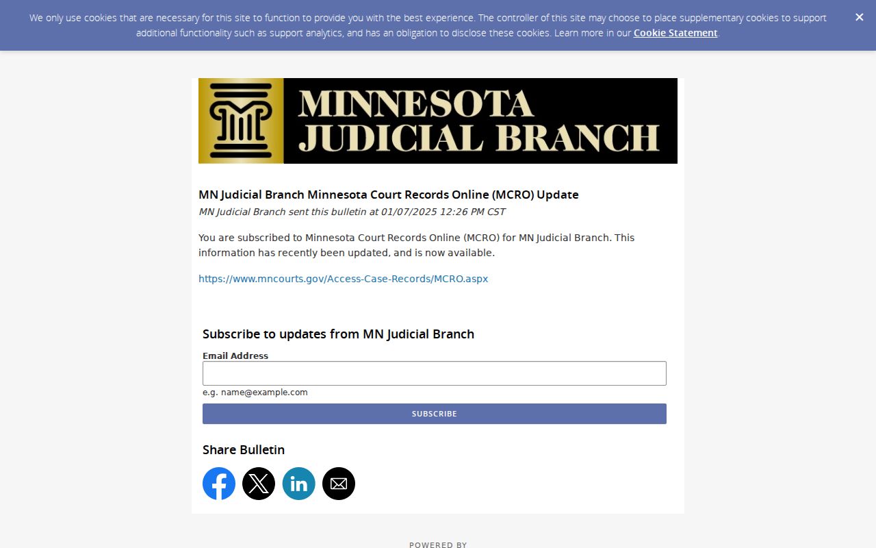Kandiyohi court calendar MCRO update information