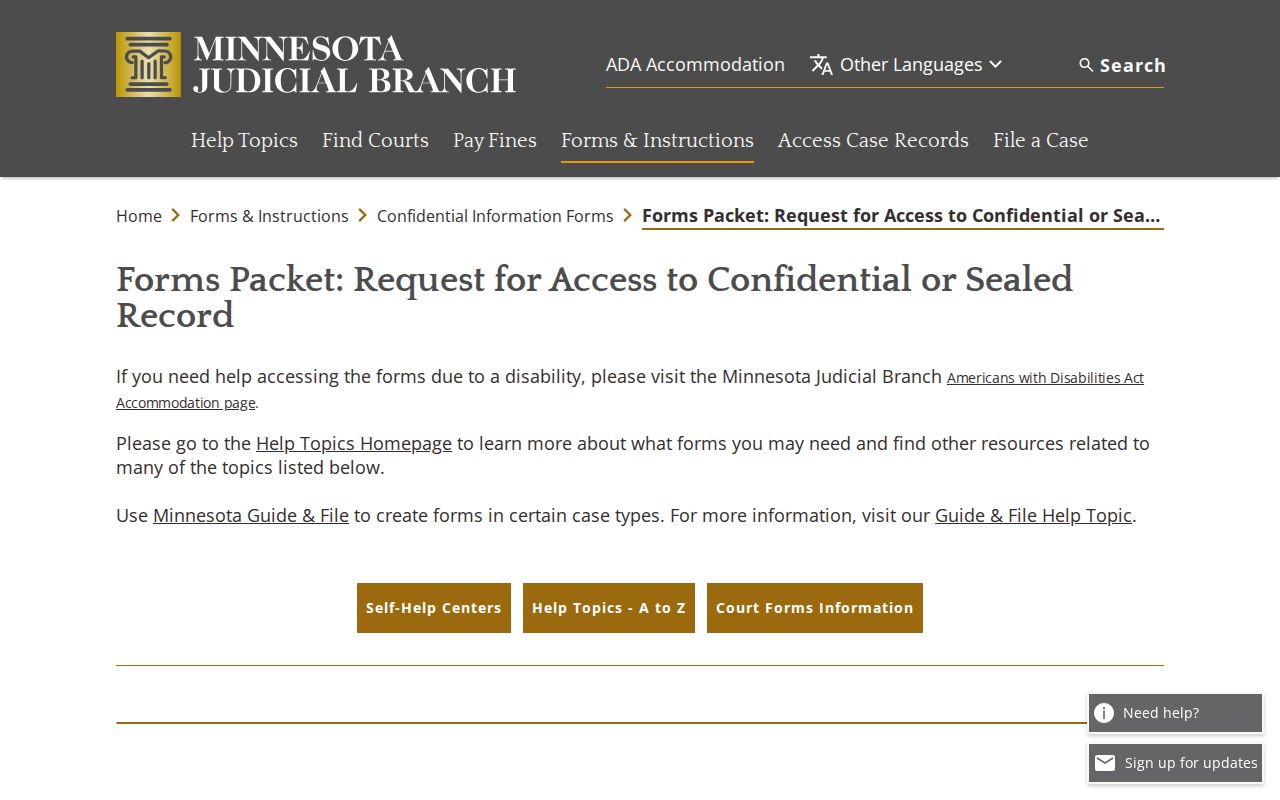 Kandiyohi County court records confidential access packet
