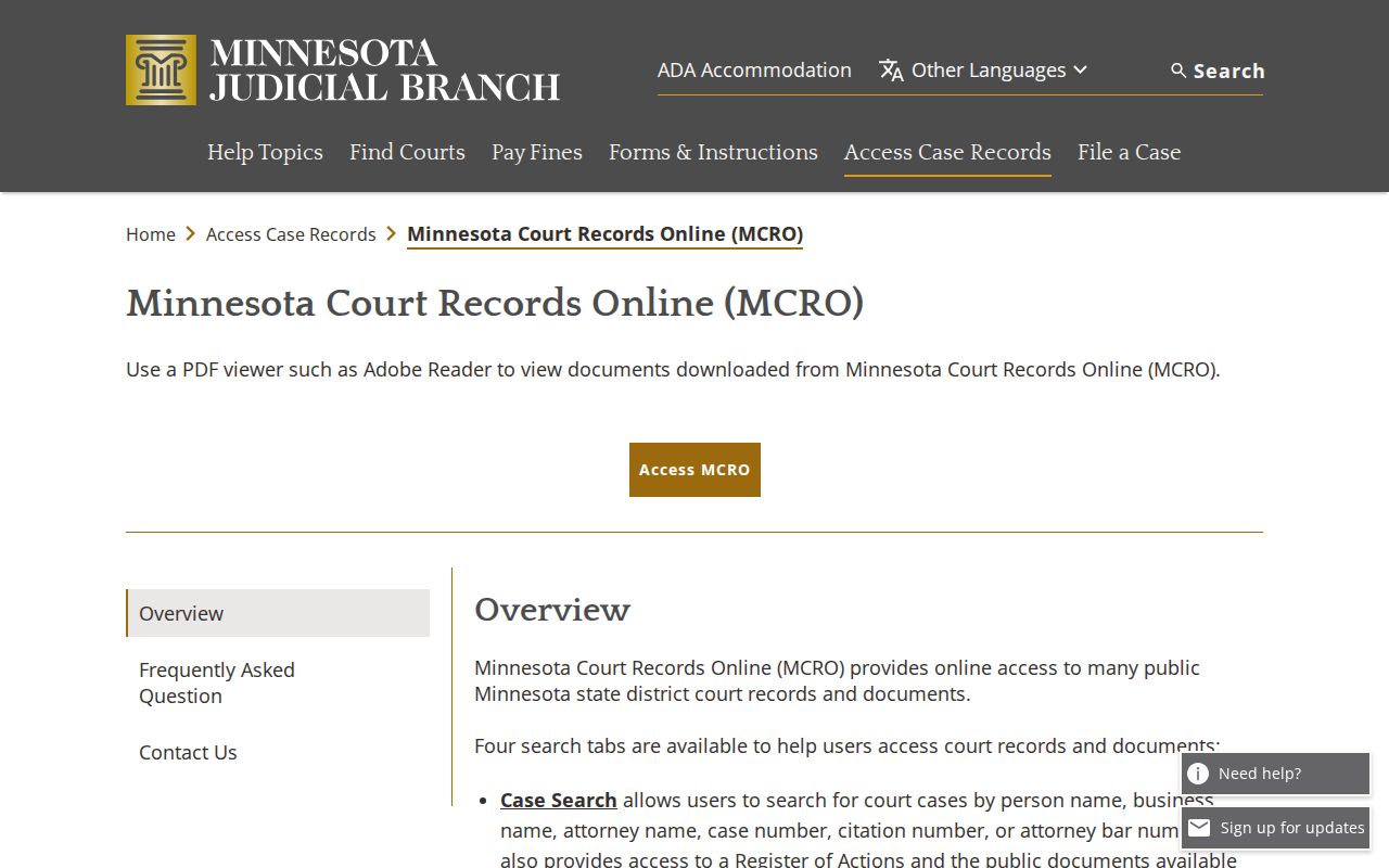 Kandiyohi County court docket MCRO public records overview