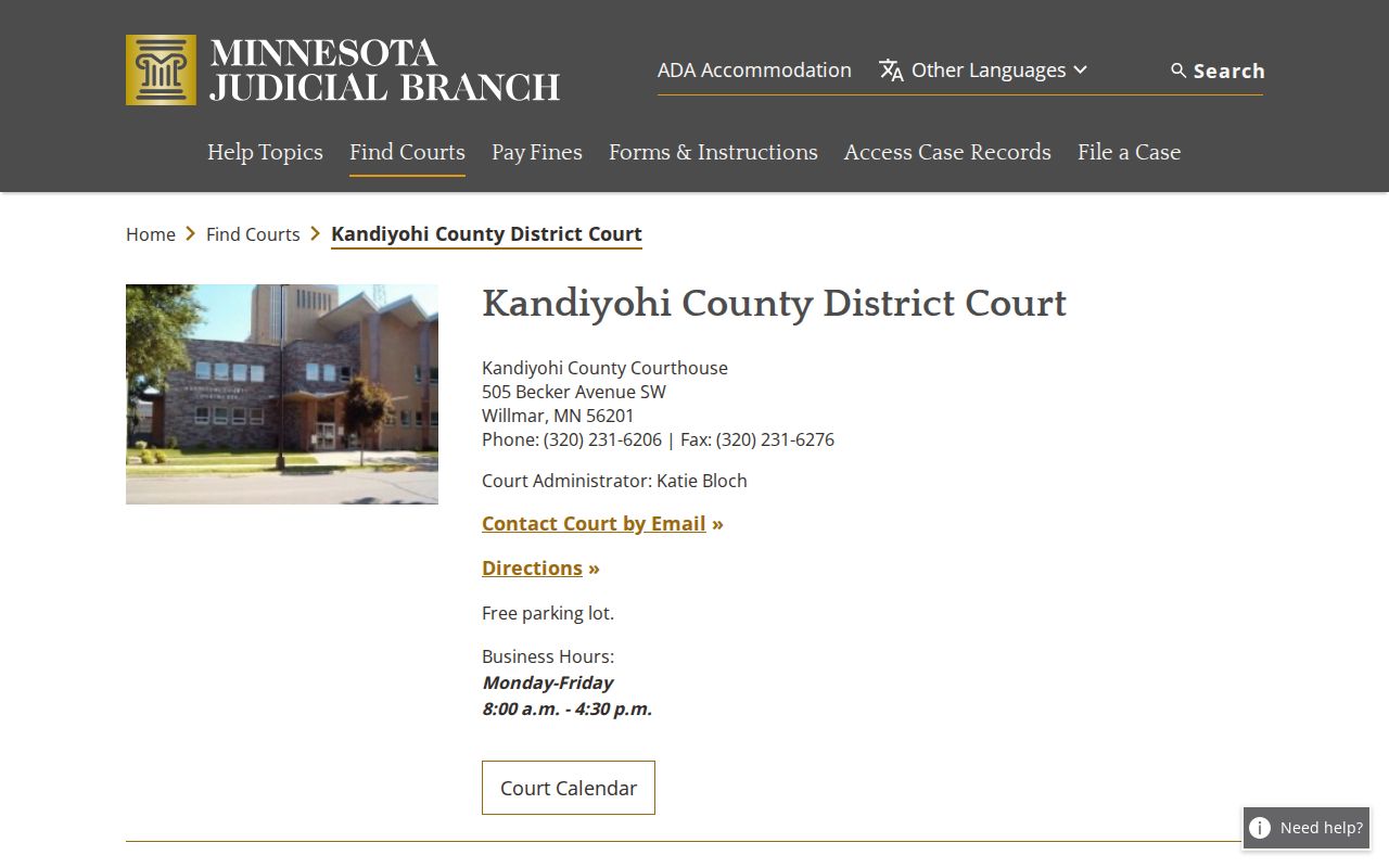 Kandiyohi County court docket Kandiyohi County District Court information