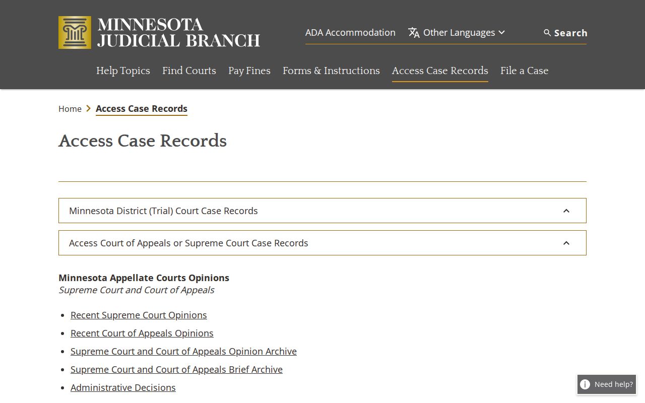 Kandiyohi County court docket court records access information