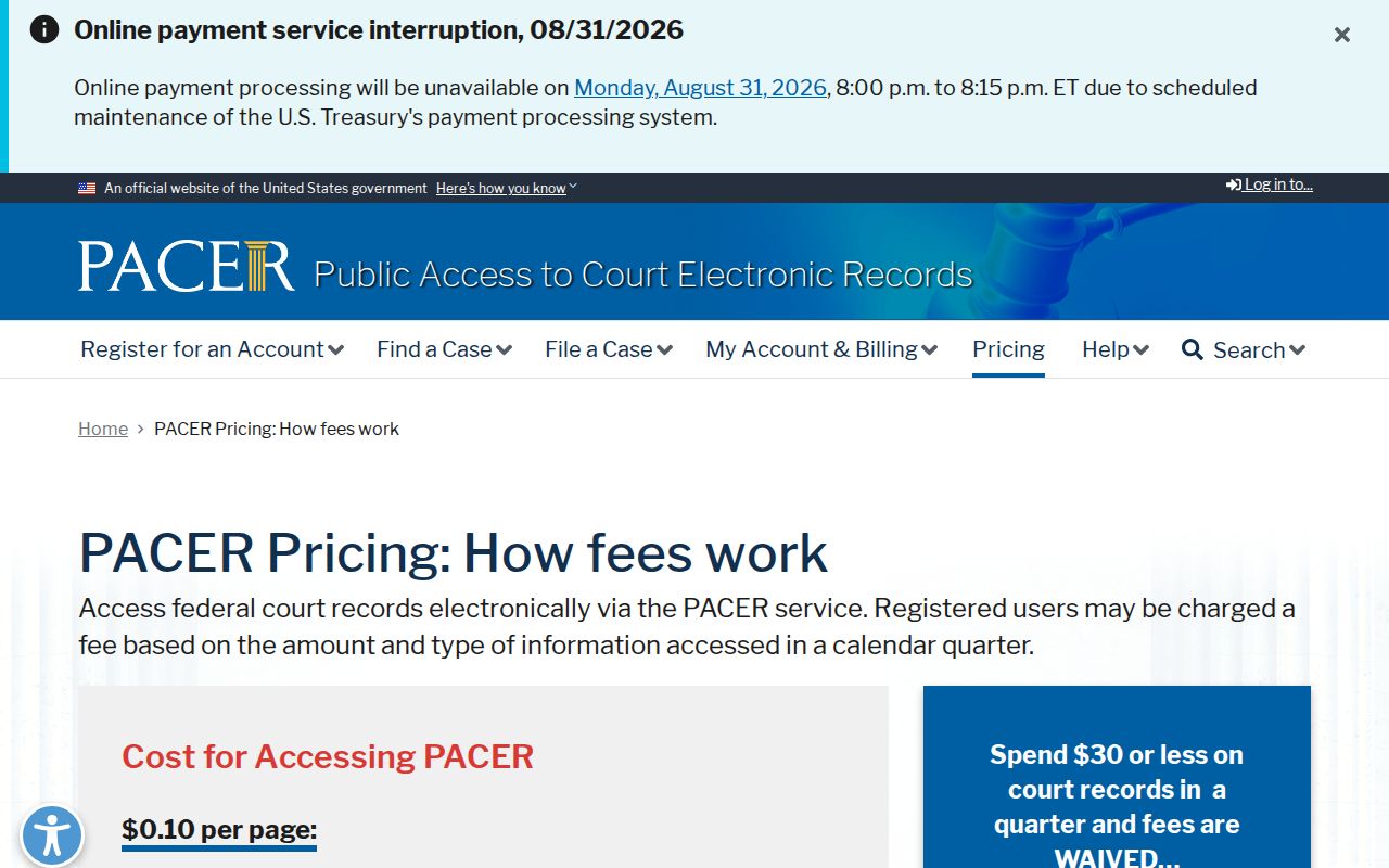 Raymond court docket boundary with PACER federal records